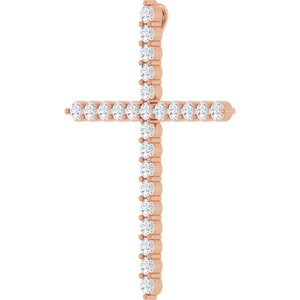 14K Rose 1 CTW Natural Diamond Cross Pendant