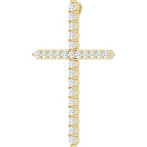 14K Yellow 1 CTW Natural Diamond Cross Pendant