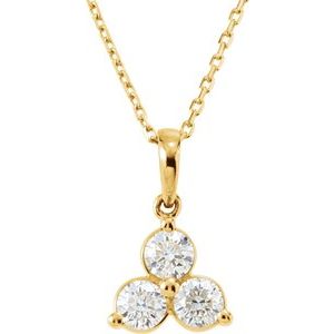 14K Yellow Gold 5/8 CTW Diamond Three-Stone 18" Necklace