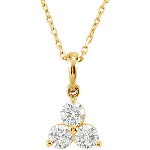 14K Yellow Gold 1/2 CTW Diamond Three-Stone 18" Necklace