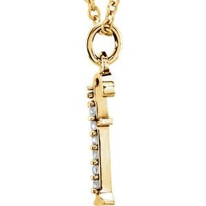14K Yellow Gold .03 CTW Natural Diamond Lowercase Initial F 16" Necklace