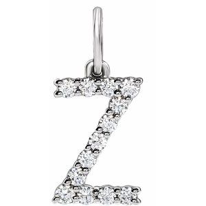 14K White Gold 1/5 CTW Lab-Grown Diamond Initial Z Pendant