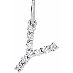 14K White Gold 1/6 CTW Lab-Grown Diamond Initial Y Pendant
