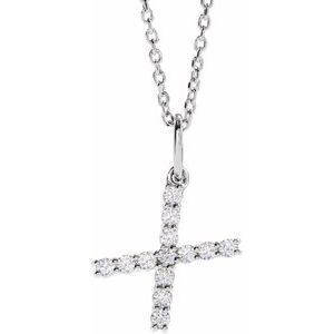 14K White Gold 1/5 CTW Lab-Grown Diamond Initial X 16-18" Necklace