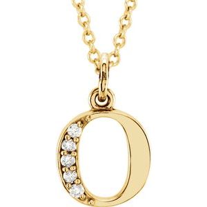 14K Yellow Gold .02 CTW Natural Diamond Lowercase Initial O 16" Necklace