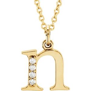 14K Yellow Gold .02 CTW Natural Diamond Lowercase Initial N 16" Necklace