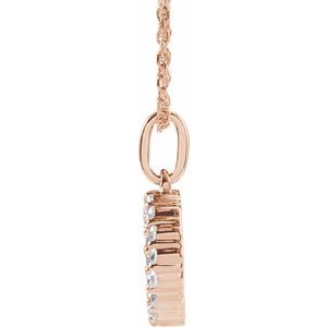 14K Rose Gold 1/4 CTW Lab-Grown Diamond Initial O 16-18" Necklace