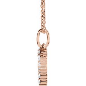 14K Rose Gold 1/5 CTW Lab-Grown Diamond Initial P 16-18" Necklace