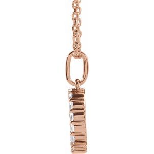 14K Rose Gold 1/4 CTW Lab-Grown Diamond Initial Q 16-18" Necklace