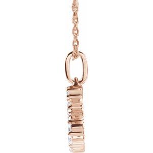 14K Rose Gold 1/5 CTW Lab-Grown Diamond Initial S 16-18" Necklace