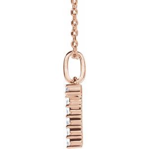 14K Rose Gold 1/6 CTW Lab-Grown Diamond Initial T 16-18" Necklace