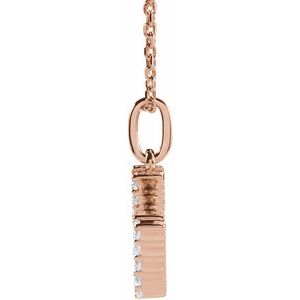 14K Rose Gold 1/5 CTW Lab-Grown Diamond Initial U 16-18" Necklace