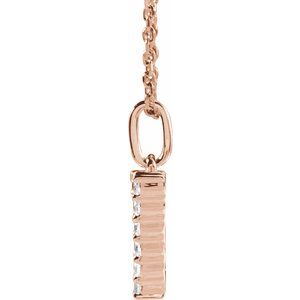 14K Rose Gold 1/3 CTW Lab-Grown Diamond Initial W 16-18" Necklace