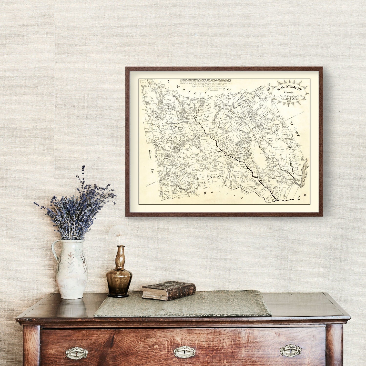 Vintage Map of Montgomery County, Texas 1933