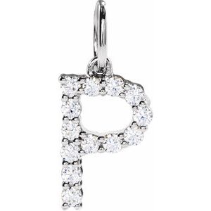 14K White Gold 1/5 CTW Lab-Grown Diamond Initial P Pendant