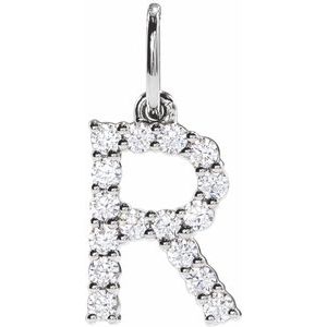 14K White Gold 1/4 CTW Lab-Grown Diamond Initial R Pendant