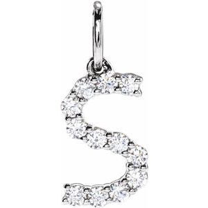 14K White Gold 1/5 CTW Lab-Grown Diamond Initial S Pendant