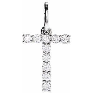 14K White Gold 1/6 CTW Lab-Grown Diamond Initial T Pendant