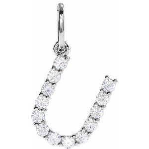 14K White Gold 1/5 CTW Lab-Grown Diamond Initial U Pendant