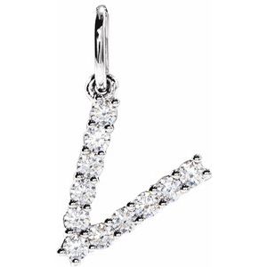 14K White Gold 1/5 CTW Lab-Grown Diamond Initial V Pendant
