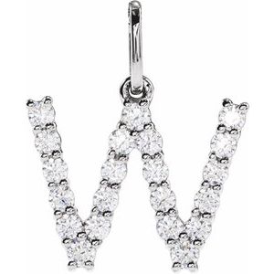 14K White Gold 1/3 CTW Lab-Grown Diamond Initial W Pendant
