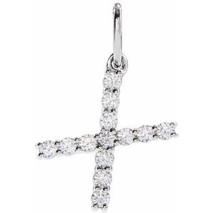 14K White Gold 1/5 CTW Lab-Grown Diamond Initial X Pendant