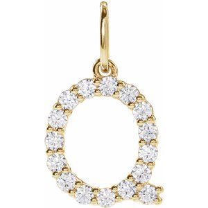 14K Yellow Gold 1/4 CTW Lab-Grown Diamond Initial Q Pendant