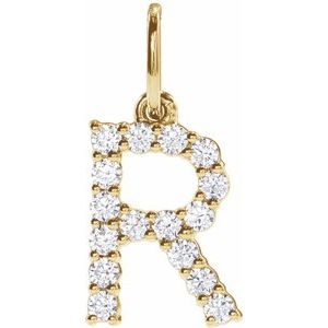 14K Yellow Gold 1/4 CTW Lab-Grown Diamond Initial R Pendant