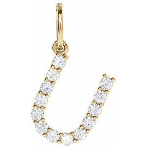 14K Yellow Gold 1/5 CTW Lab-Grown Diamond Initial U Pendant