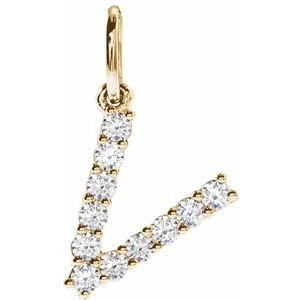 14K Yellow Gold 1/5 CTW Lab-Grown Diamond Initial V Pendant