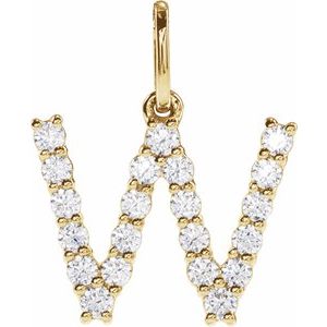 14K Yellow Gold 1/3 CTW Lab-Grown Diamond Initial W Pendant