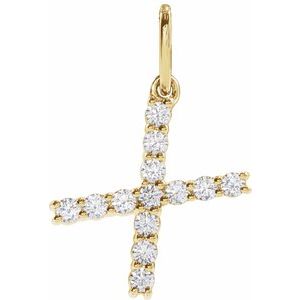 14K Yellow Gold 1/5 CTW Lab-Grown Diamond Initial X Pendant
