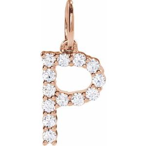 14K Rose Gold 1/5 CTW Lab-Grown Diamond Initial P Pendant