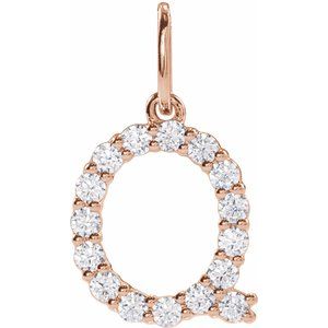 14K Rose Gold 1/4 CTW Lab-Grown Diamond Initial Q Pendant