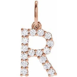 14K Rose Gold 1/4 CTW Lab-Grown Diamond Initial R Pendant