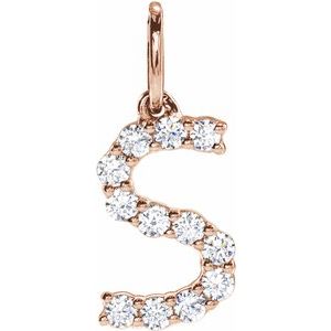 14K Rose Gold 1/5 CTW Lab-Grown Diamond Initial S Pendant