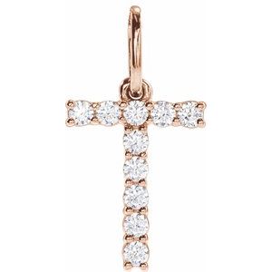 14K Rose Gold 1/6 CTW Lab-Grown Diamond Initial T Pendant