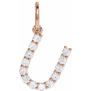 14K Rose Gold 1/5 CTW Lab-Grown Diamond Initial U Pendant