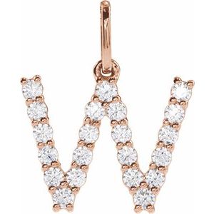 14K Rose Gold 1/3 CTW Lab-Grown Diamond Initial W Pendant