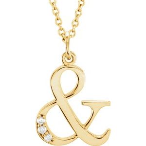14K Yellow Gold .02 CTW Natural Diamond Lowercase Ampersand 16" Necklace