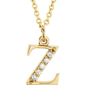 14K Yellow Gold .025 CTW Natural Diamond Lowercase Initial Z 16" Necklace