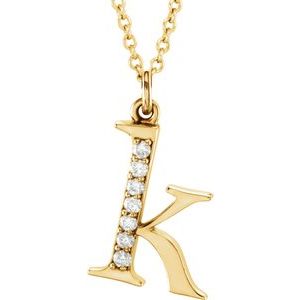 14K Yellow Gold .03 CTW Natural Diamond Lowercase Initial K 16" Necklace
