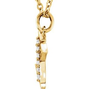 14K Yellow Gold .03 CTW Natural Diamond Lowercase Initial X 16" Necklace