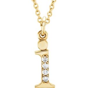 14K Yellow Gold .02 CTW Natural Diamond Lowercase Initial I 16" Necklace