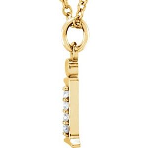 14K Yellow Gold .02 CTW Natural Diamond Lowercase Initial I 16" Necklace