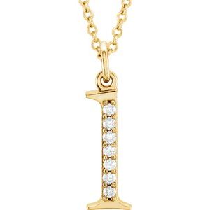 14K Yellow Gold .03 CTW Natural Diamond Lowercase Initial L 16" Necklace