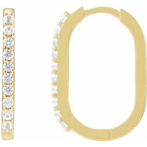 14K Yellow Gold Natural White Sapphire 20 mm Hoop Earrings