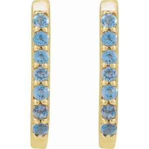 14K Yellow Gold Natural London Blue Topaz 14 mm Hoop Earrings