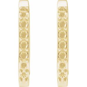 14K Yellow Gold 1.5 mm Round 14 mm Accented Hoop Earring – image 2