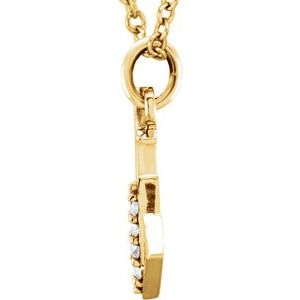 14K Yellow Gold .02 CTW Natural Diamond Lowercase Initial W 16" Necklace